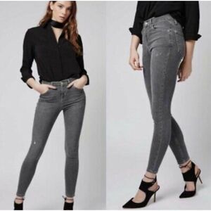Topshop NWOT Moto Jamie Jeans Gray Distressed Skinny Leg Jeans Size 30